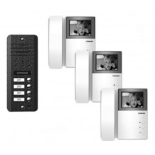 AN4BE-3F COMMAX Coreea Kit videointerfon alb/negru pentru 3 famili